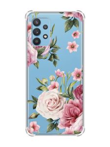 Чохол з потовщеними кутами на Samsung Galaxy A32 :: Рожеві квіти (принт 287)