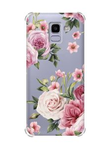 Чохол із потовщеними кутами на Samsung Galaxy J6 (2018) J600F :: Рожеві квіти (принт 287)