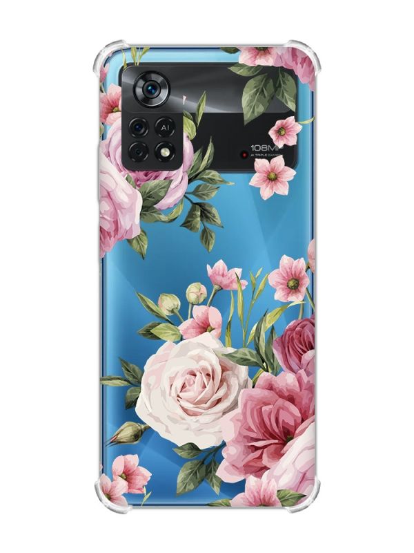 Чохол з потовщеними кутами на Xiaomi Poco X4 Pro 5G :: Рожеві квіти (принт 287)