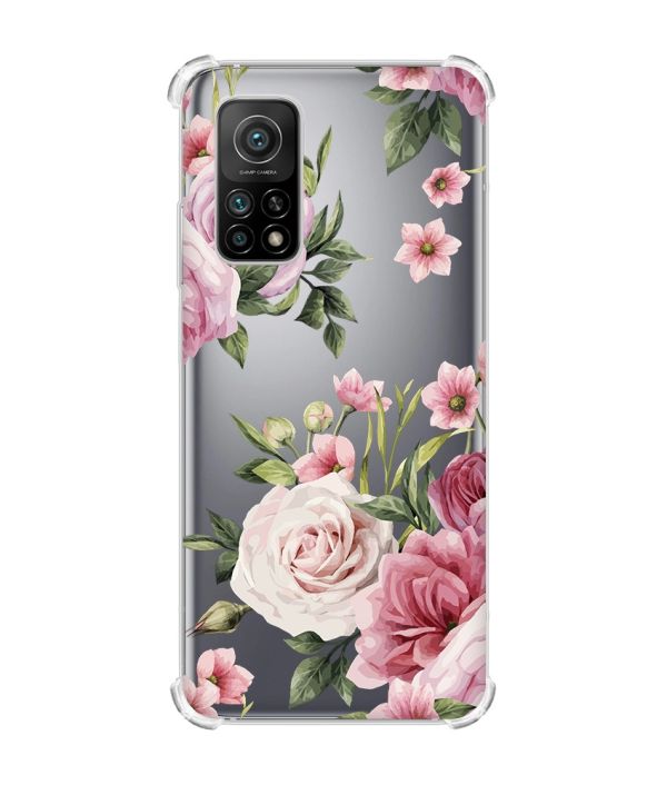 Чохол з потовщеними кутами для Xiaomi Mi 10T/Mi 10T Pro :: Рожеві квіти (принт 287)