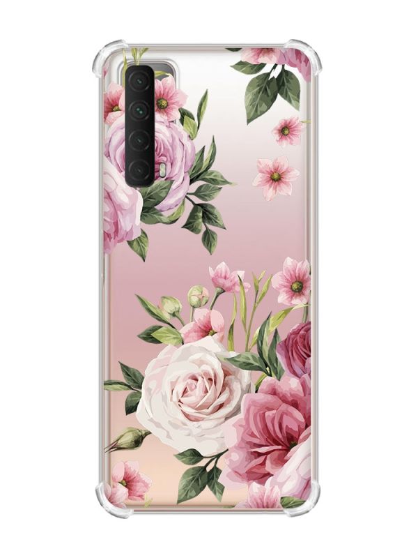 Чохол з потовщеними кутами на Huawei P Smart 2021 :: Рожеві квіти (принт 287)