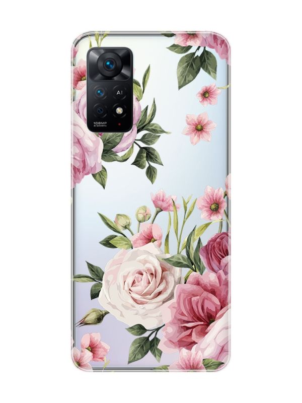 Прозорий чохол на Xiaomi Redmi Note 11 Pro :: Рожеві квіти (принт 287)