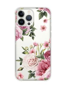 Чохол із потовщеними кутами на iPhone 14 Pro Max :: Рожеві квіти (принт 287)