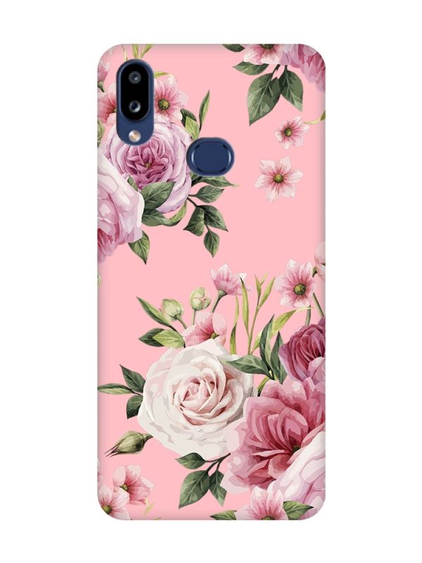 Матовий рожевий чохол на Samsung Galaxy A10ѕ A107 :: Рожеві квіти (принт 287)