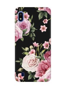 Матовий чорний чохол на Samsung Galaxy A10 (2019) A105 :: Рожеві квіти (принт 287)