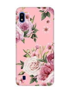 Матовий рожевий чохол на Samsung Galaxy A10 (2019) A105 :: Рожеві квіти (принт 287)