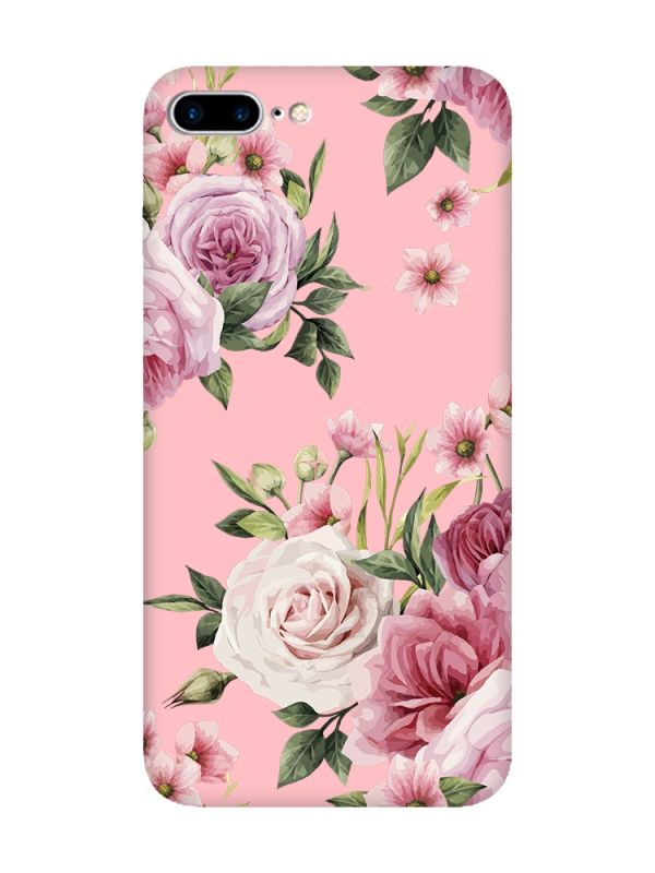 Матовий рожевий чохол на iPhone 7 Plus/8 Plus :: Рожеві квіти (принт 287)