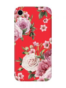 Матовий червоний чохол на Apple iPhone XR :: Рожеві квіти (принт 287)