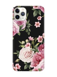 Матовий чорний чохол на iPhone 11 Pro Max (6.5) :: Рожеві квіти (принт 287)