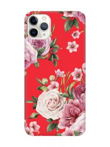 Матовий червоний чохол на iPhone 11 Pro Max (6.5) :: Рожеві квіти (принт 287)