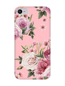 Матовий рожевий чохол на iPhone 7 / 8 :: Рожеві квіти (принт 287)