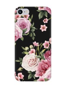 Матовий чорний чохол на iPhone 7 / 8 :: Рожеві квіти (принт 287)