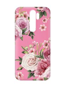 Матовий рожевий чохол на Xiaomi Redmi Note 8 Pro :: Рожеві квіти (принт 287)