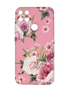 Матовий рожевий чохол на Xiaomi Redmi 10C :: Рожеві квіти (принт 287)