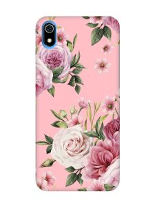 Матовий рожевий чохол на Xiaomi Redmi 7A :: Рожеві квіти (принт 287)
