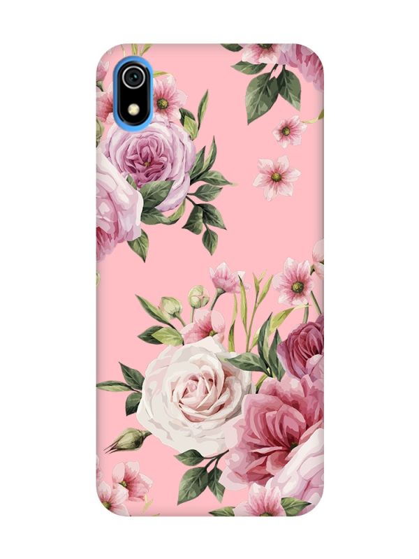 Матовий рожевий чохол на Xiaomi Redmi 7A :: Рожеві квіти (принт 287)