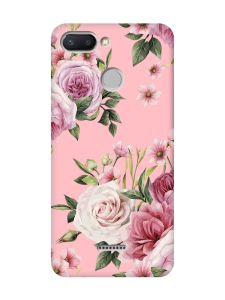 Матовий рожевий чохол на Xiaomi Redmi 6 :: Рожеві квіти (принт 287)