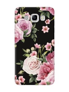 Матовий чорний чохол на Samsung Galaxy J7(2016) J710 :: Рожеві квіти (принт 287)