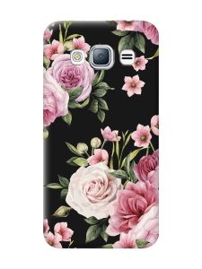 Матовий чорний чохол на Samsung Galaxy J3 / J310 :: Рожеві квіти (принт 287)