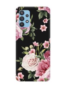 Матовий чорний чохол на Samsung Galaxy A32 :: Рожеві квіти (принт 287)