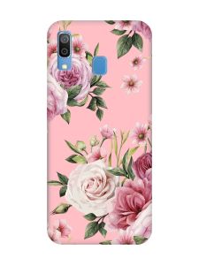 Матовий рожевий чохол на Samsung Galaxy A30 (2019) / A20 (2019) :: Рожеві квіти (принт 287)