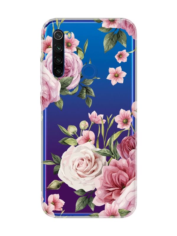 Прозорий чохол на Xiaomi Redmi Note 8T :: Рожеві квіти (принт 287)