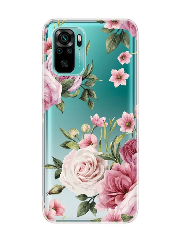 Прозорий чохол на Xiaomi Redmi Note 10 / Note 10s  :: Рожеві квіти (принт 287)