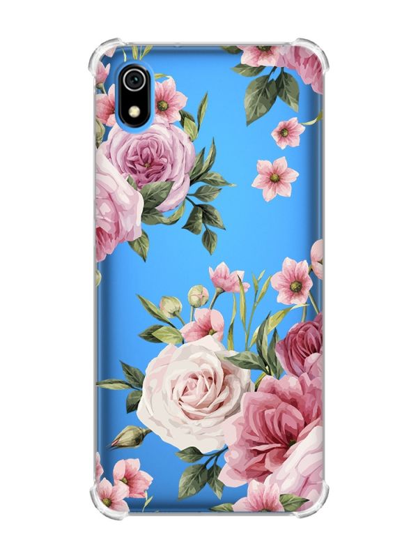 Чохол з потовщеними кутами для Xiaomi Redmi 7A :: Рожеві квіти (принт 287)