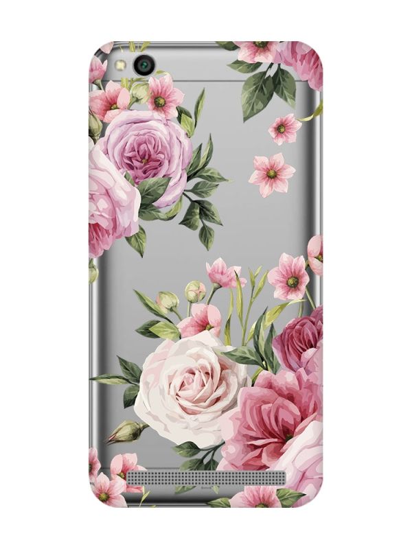 Прозорий чохол на Xiaomi Redmi 5A :: Рожеві квіти (принт 287)
