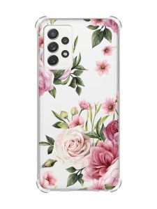 Чохол з потовщеними кутами на Samsung Galaxy A72 :: Рожеві квіти (принт 287)