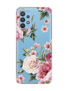 Прозорий чохол на Samsung Galaxy A32 :: Рожеві квіти (принт 287)