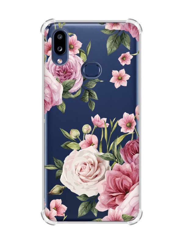 Чохол з потовщеними кутами на Samsung Galaxy A10s/A107 :: Рожеві квіти (принт 287)