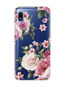 Прозорий чохол на Samsung Galaxy A10 (2019) A105 :: Рожеві квіти (принт 287)