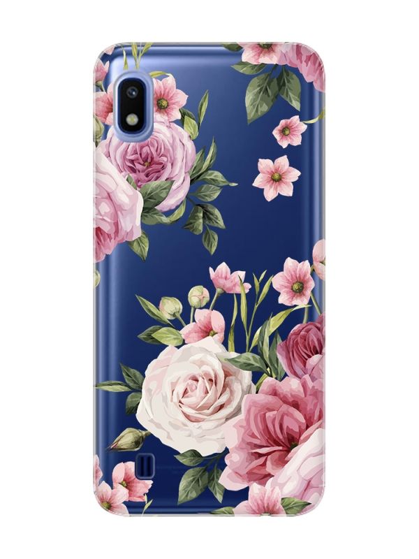 Прозорий чохол на Samsung Galaxy A10 (2019) A105 :: Рожеві квіти (принт 287)