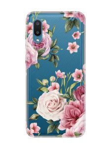 Прозорий чохол на Samsung Galaxy A02/A022 (2021) :: Рожеві квіти (принт 287)