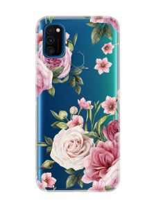 Прозорий чохол на Samsung Galaxy M30s/М21  :: Рожеві квіти (принт 287)