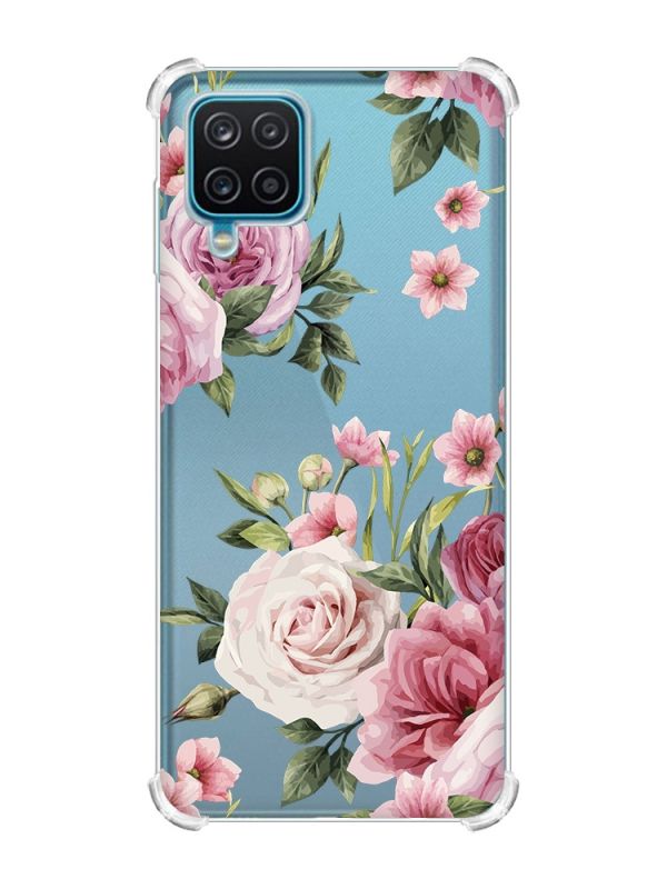 Чохол з потовщеними кутами на Samsung A12 4G :: Рожеві квіти (принт 287)