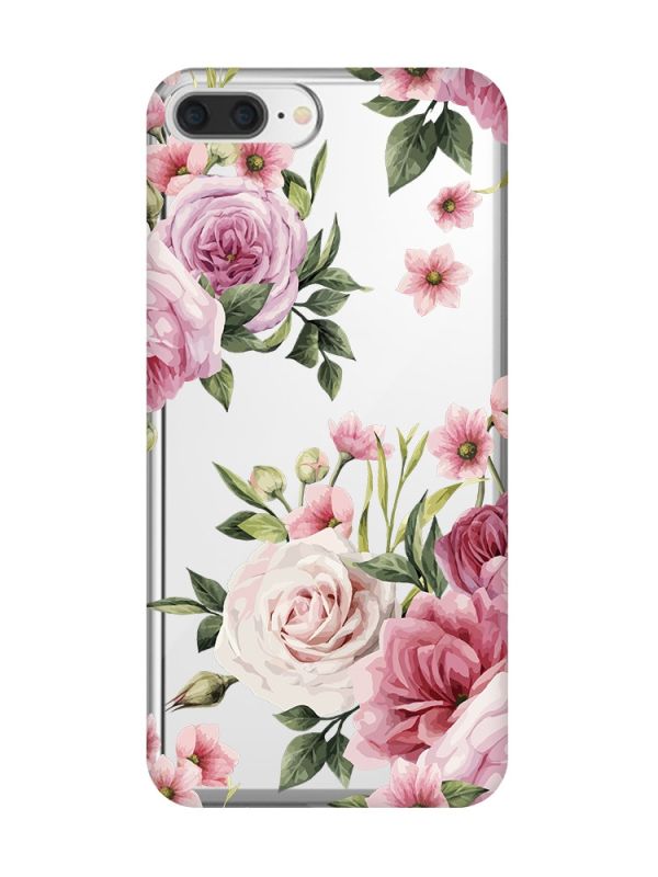 Прозорий чохол на iPhone 7 Plus/8 Plus :: Рожеві квіти (принт 287)