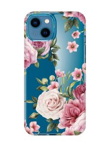 Прозорий чохол для iPhone 13 mini :: Рожеві квіти (принт 287)
