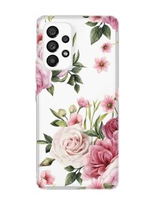 Прозорий чохол на Samsung Galaxy A53  :: Рожеві квіти (принт 287)