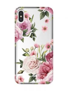 Прозорий чохол на iPhone XS Max :: Рожеві квіти (принт 287)