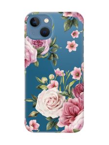 Прозорий чохол на Apple iPhone 13 :: Рожеві квіти (принт 287)