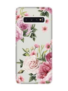 Прозорий чохол на Samsung Galaxy S10 :: Рожеві квіти (принт 287)