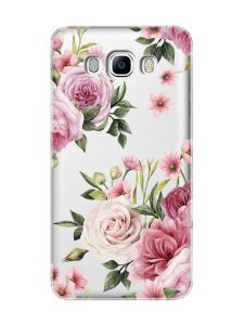 Прозорий чохол на Samsung Galaxy J7(2016) J710 :: Рожеві квіти (принт 287)
