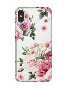 Прозорий чохол на iPhone X / XS :: Рожеві квіти (принт 287)