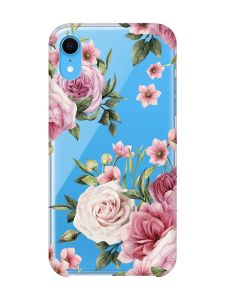 Прозорий чохол на iPhone XR :: Рожеві квіти (принт 287)