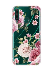 Прозорий чохол на Huawei Y6p :: Рожеві квіти (принт 287)