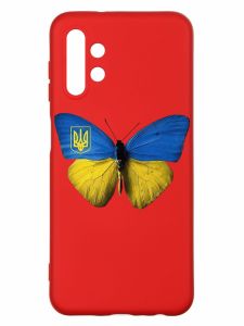 Матовий червоний чохол на Samsung A13 4G :: Метелик Україна (принт 255)