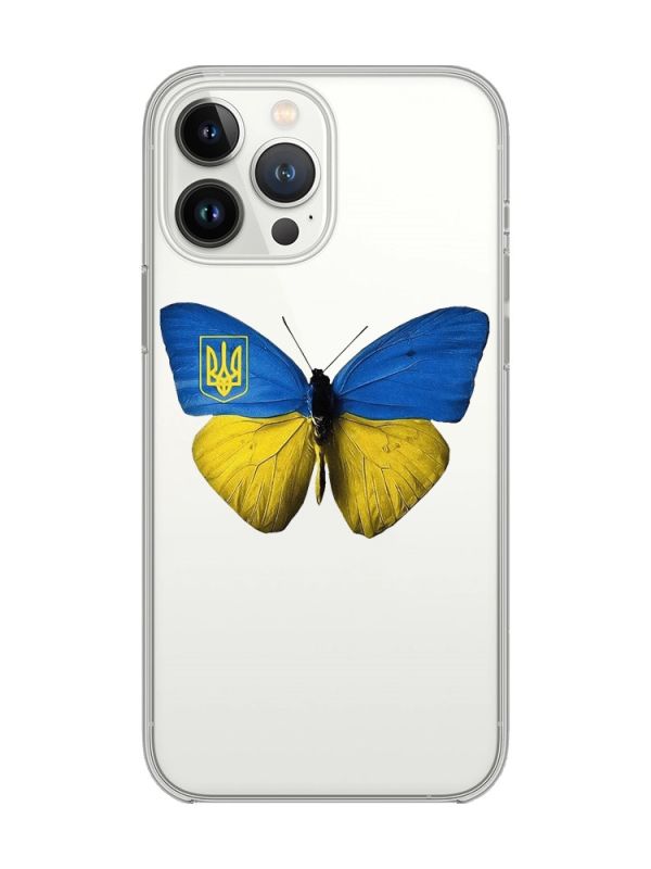 Прозорий чохол із захистом камери на iPhone 14 Pro :: Метелик Україна (принт 255)