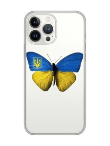 Прозорий чохол із захистом камери на iPhone 14 Pro Max :: Метелик Україна (принт 255)